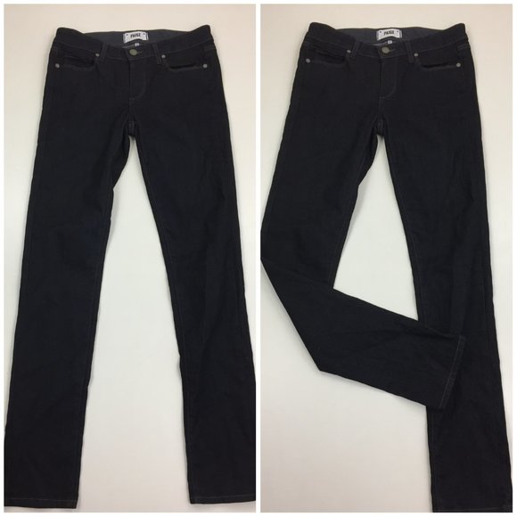 PAIGE Denim Skyline Twilight/Dark Wash 5 Pocket Logo Hardware Skinny Jeans - Picture 1 of 9